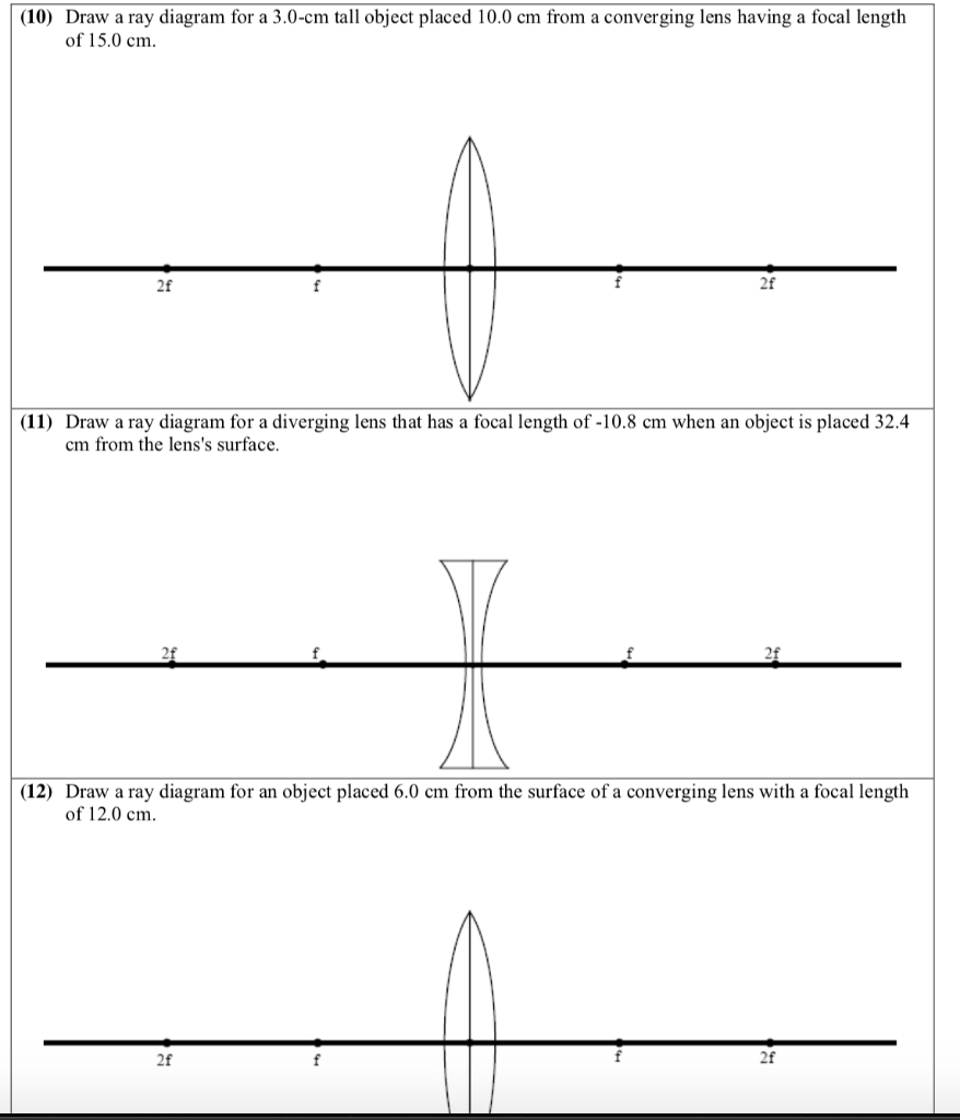 Diverging Lens Diagram Solved Converging Diverging Lenses Ray Diagrams Directi