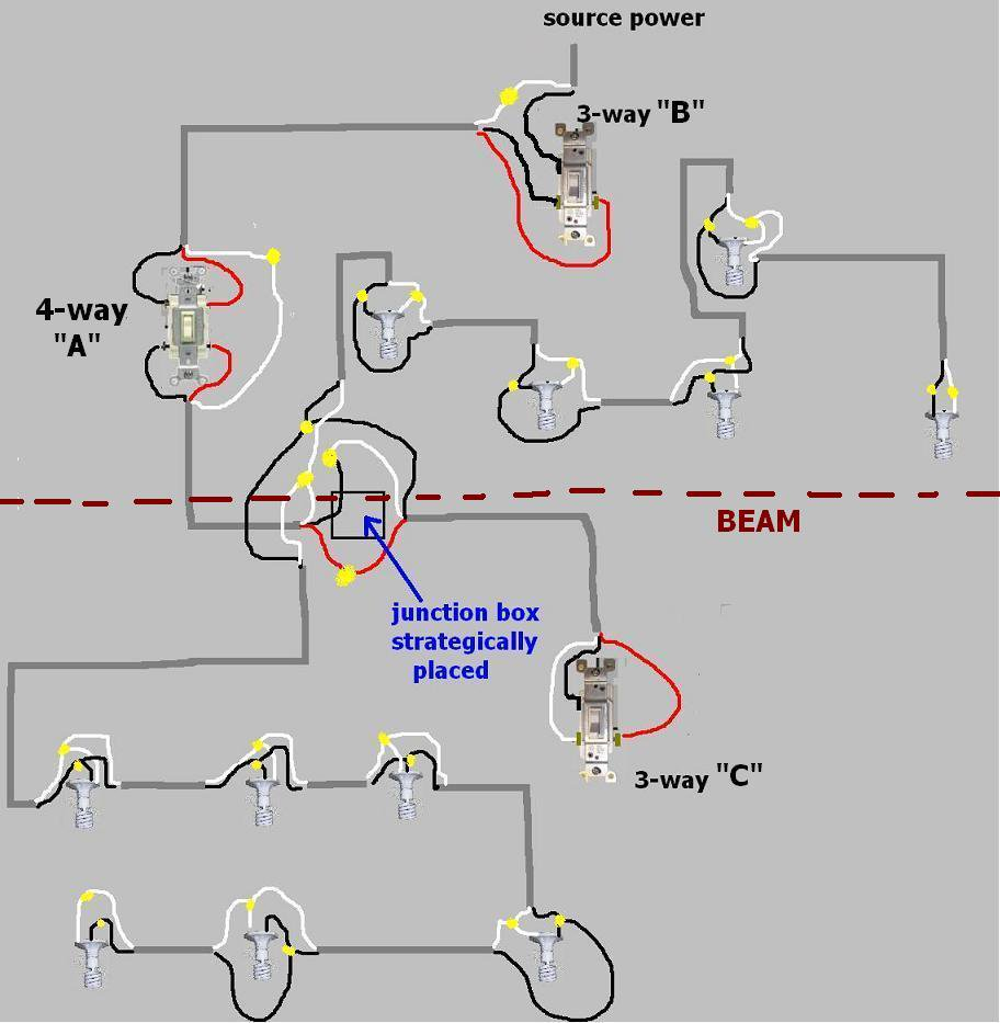 4Way Switch Wiring Diagram 4 Way Switch Diagram For Wiring Two Lights Wiring Diagram Project