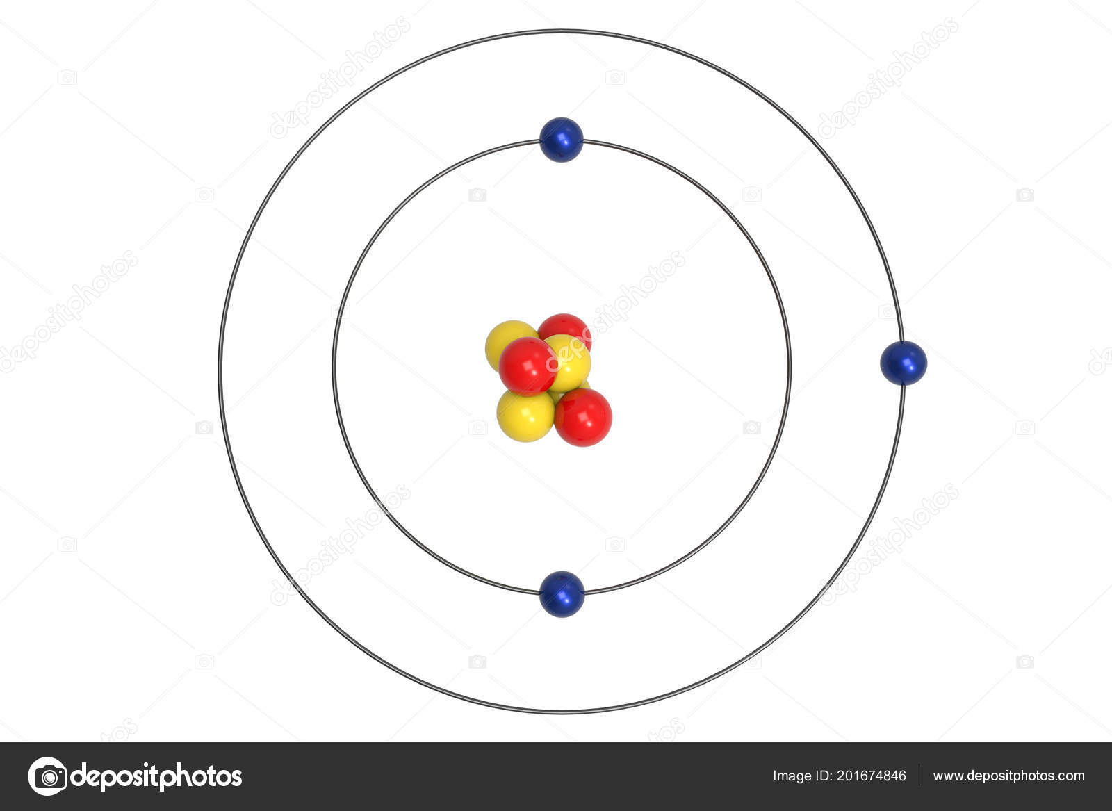 Beryllium Bohr Diagram Lithium Atom Bohr Model Proton Neutron Electron Illustration Stock