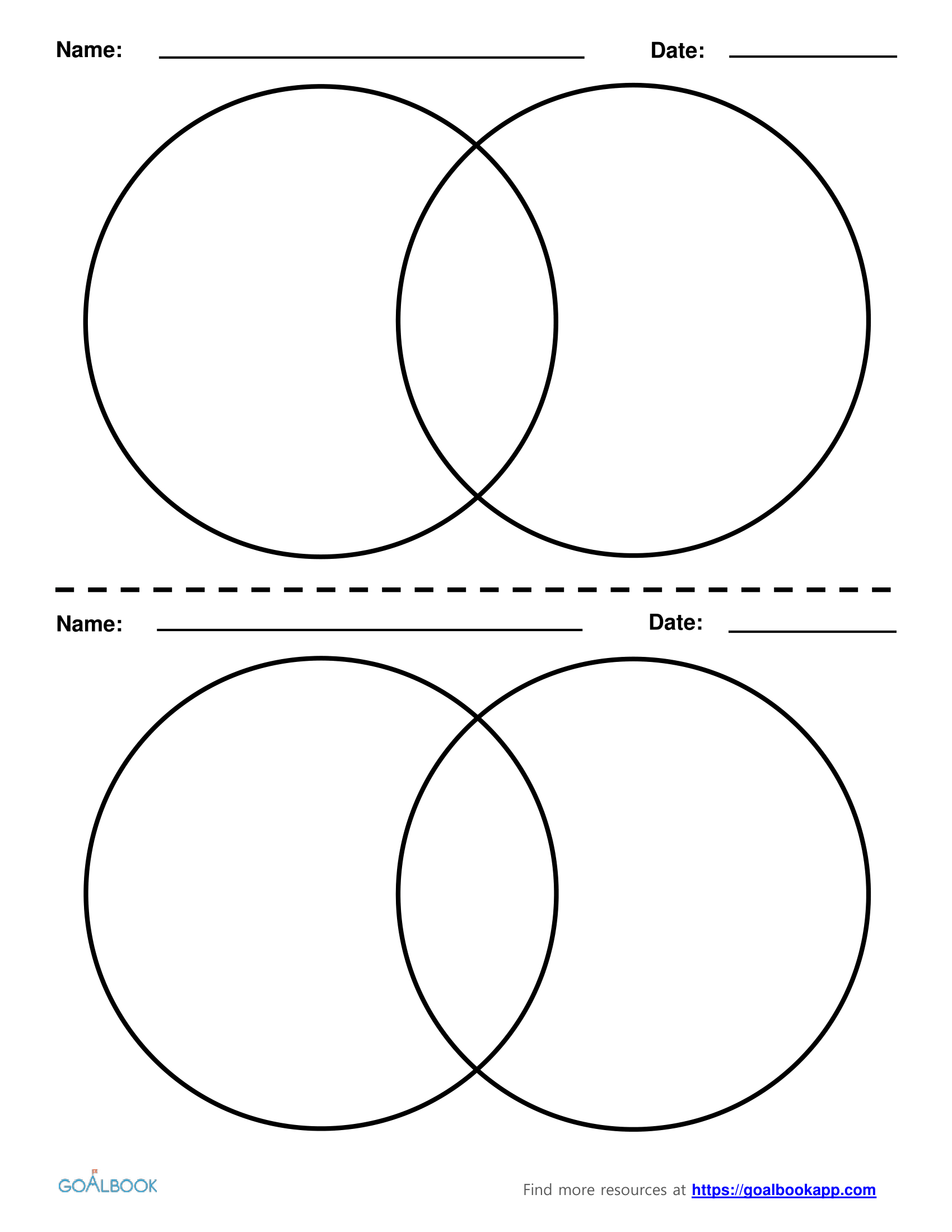 Blank Venn Diagram Printable Venn Diagram 2 Circles Download Them And Try To Solve