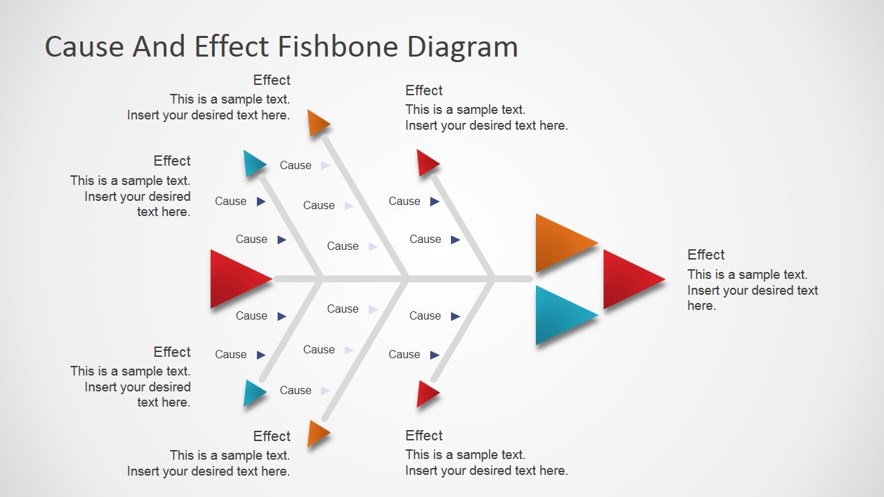 Cause And Effect Diagram Template Flat Fishbone Diagram For Powerpoint