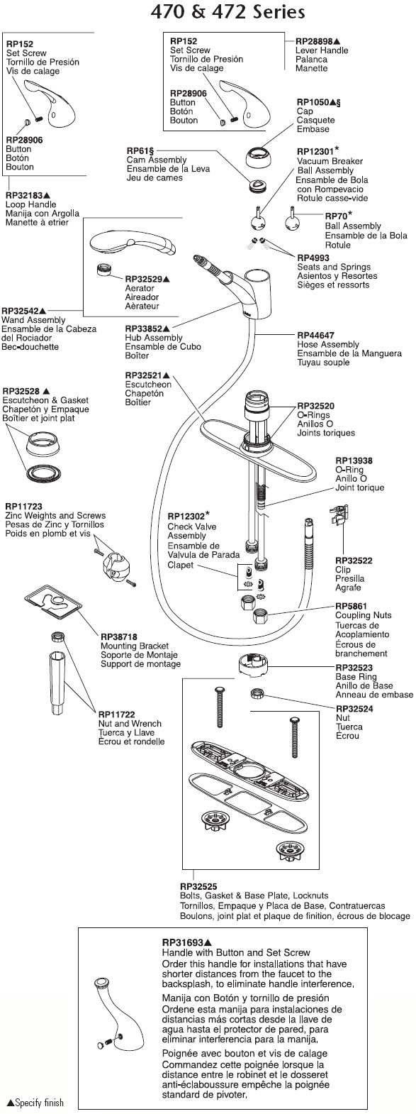 Delta Kitchen Faucet Parts Diagram Plumbingwarehouse Delta Kitchen Faucet Parts For Model 470 472