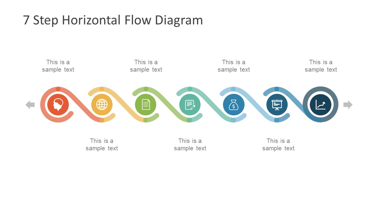 Flow Diagram Template 7 Step Horizontal Flow Diagram For Powerpoint