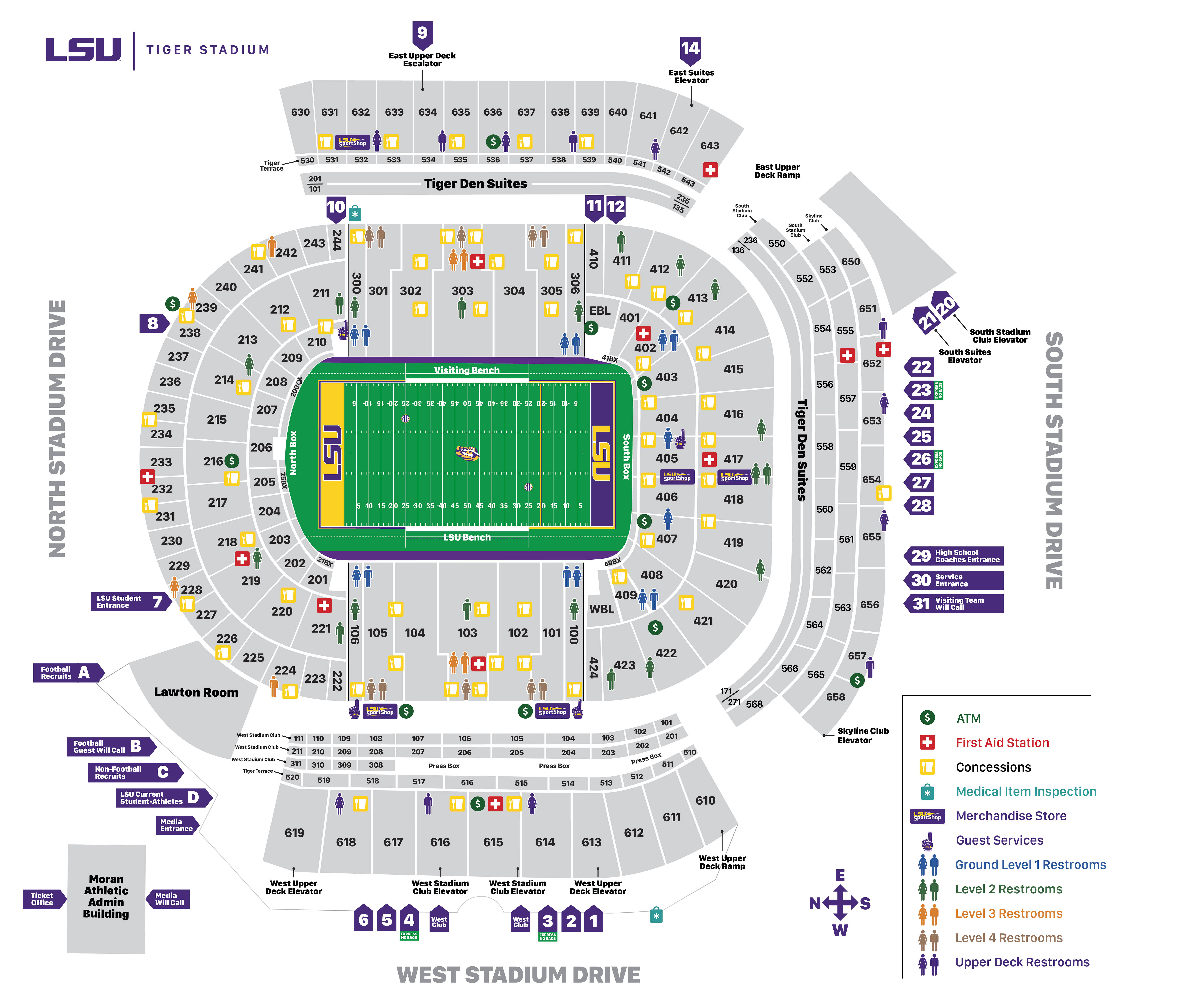 Football Field Diagram Tiger Stadium Seating Chart Lsusports The Official Web Site