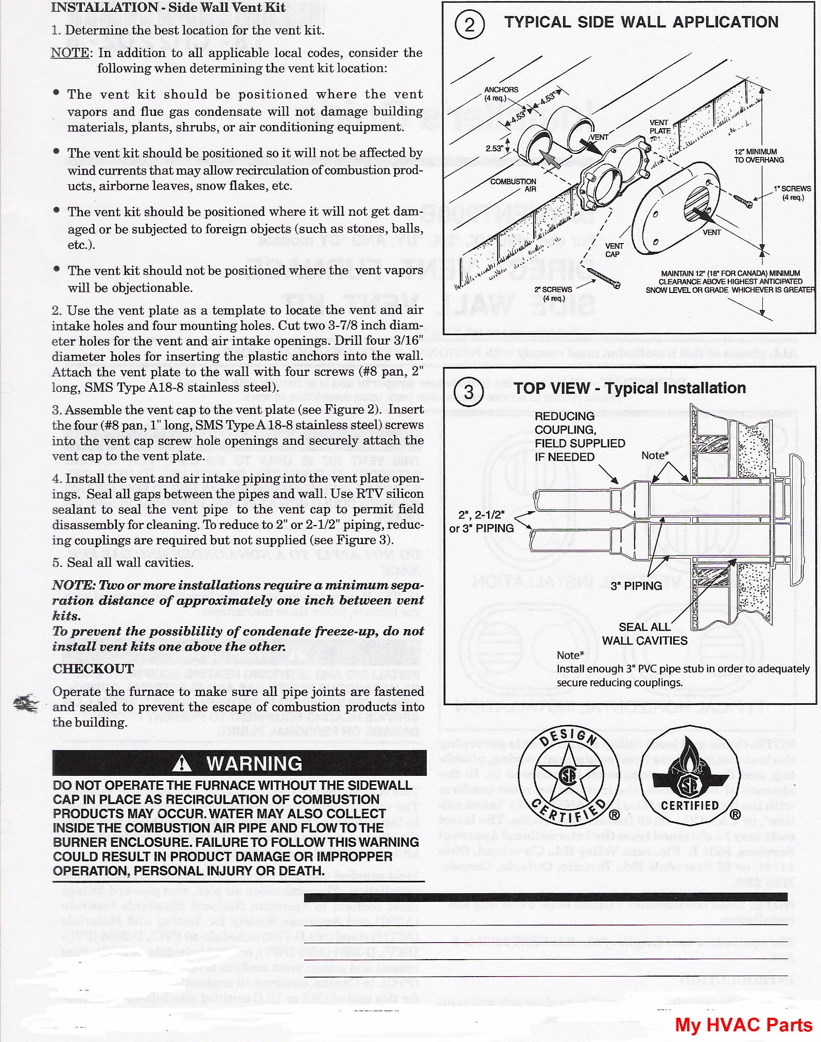 High Efficiency Furnace Venting Diagram Sidewall Flue Vent Kit For 90 Furnaces