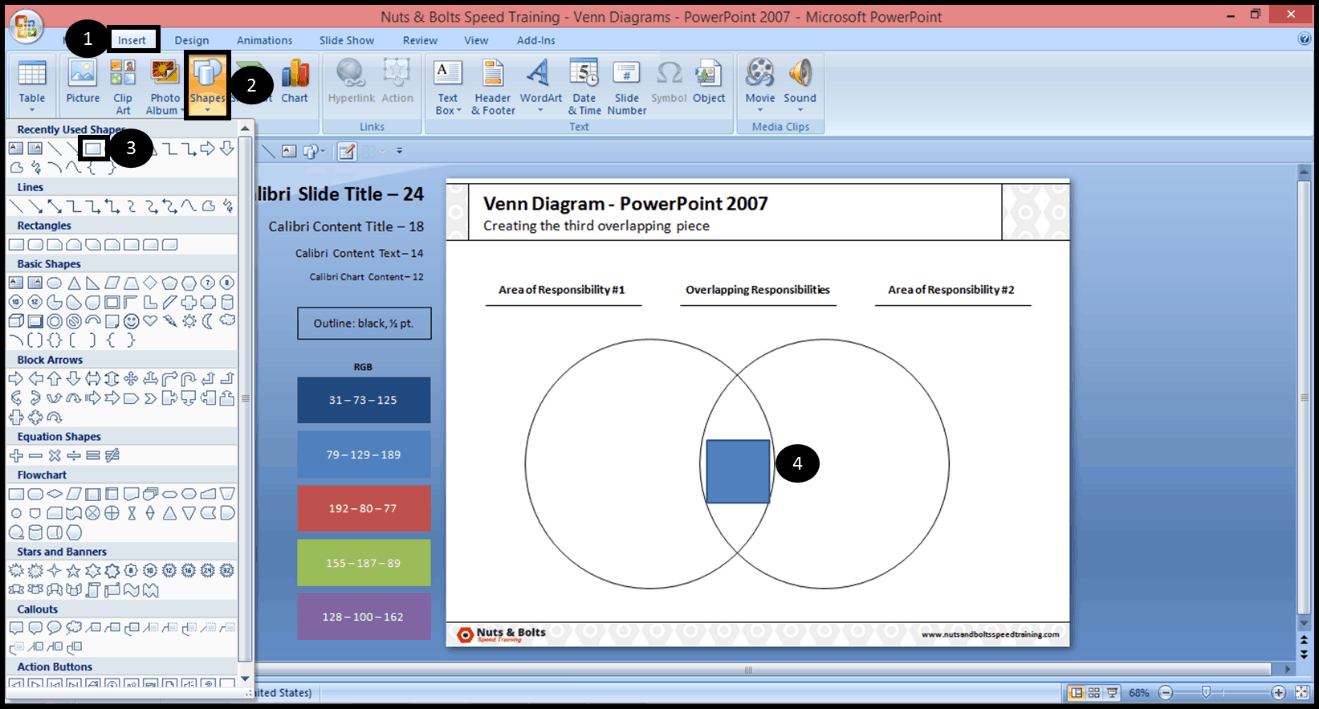 How To Create A Venn Diagram In Word How To Format The Overlapping Circles Of A Venn Diagram Step Step