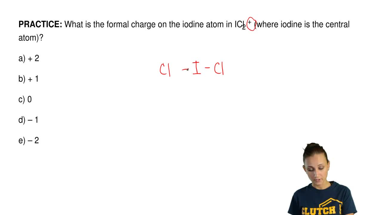 Iodine Dot Diagram What Is The Formal Charge On The Iodine Atom In Icl2 Where Iodine Is The Central Atom A 2 B 1 C 0 D 1 E 2
