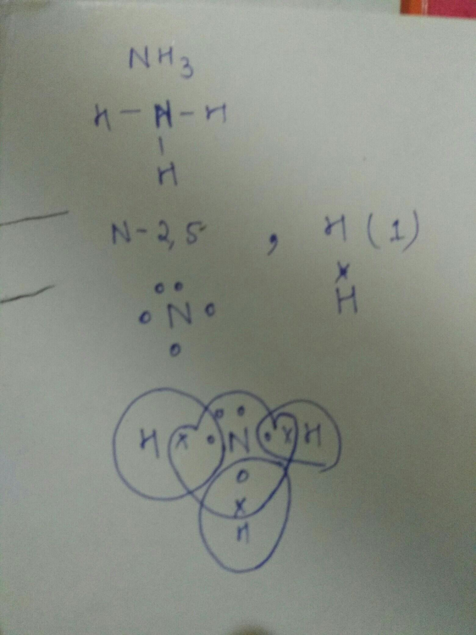 Lewis Dot Diagram For Nh3 Draw The Electron Dot Structure Of Ammonia Molecule And Show The