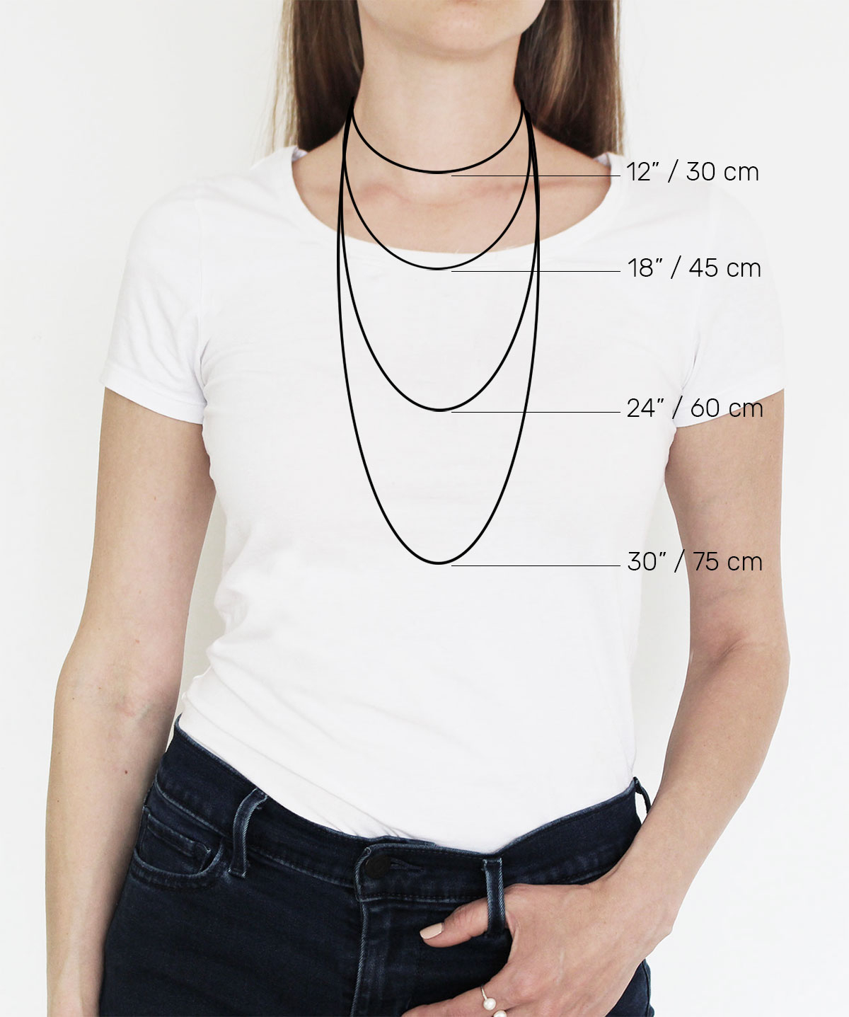 Necklace Length Diagram Care And Sizes Inbal