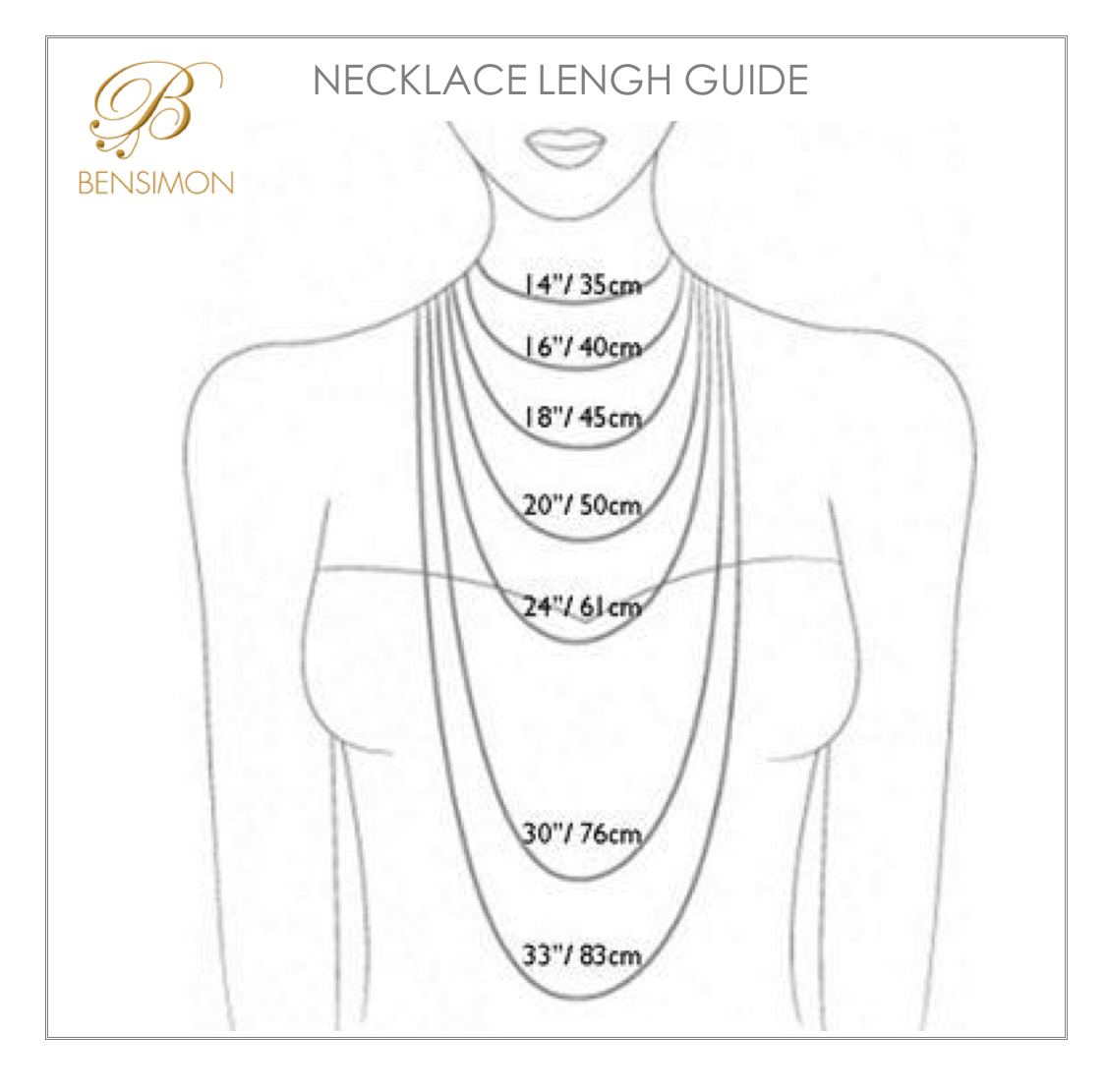Necklace Length Diagram Necklace Length Guide Bensimonboutique2018