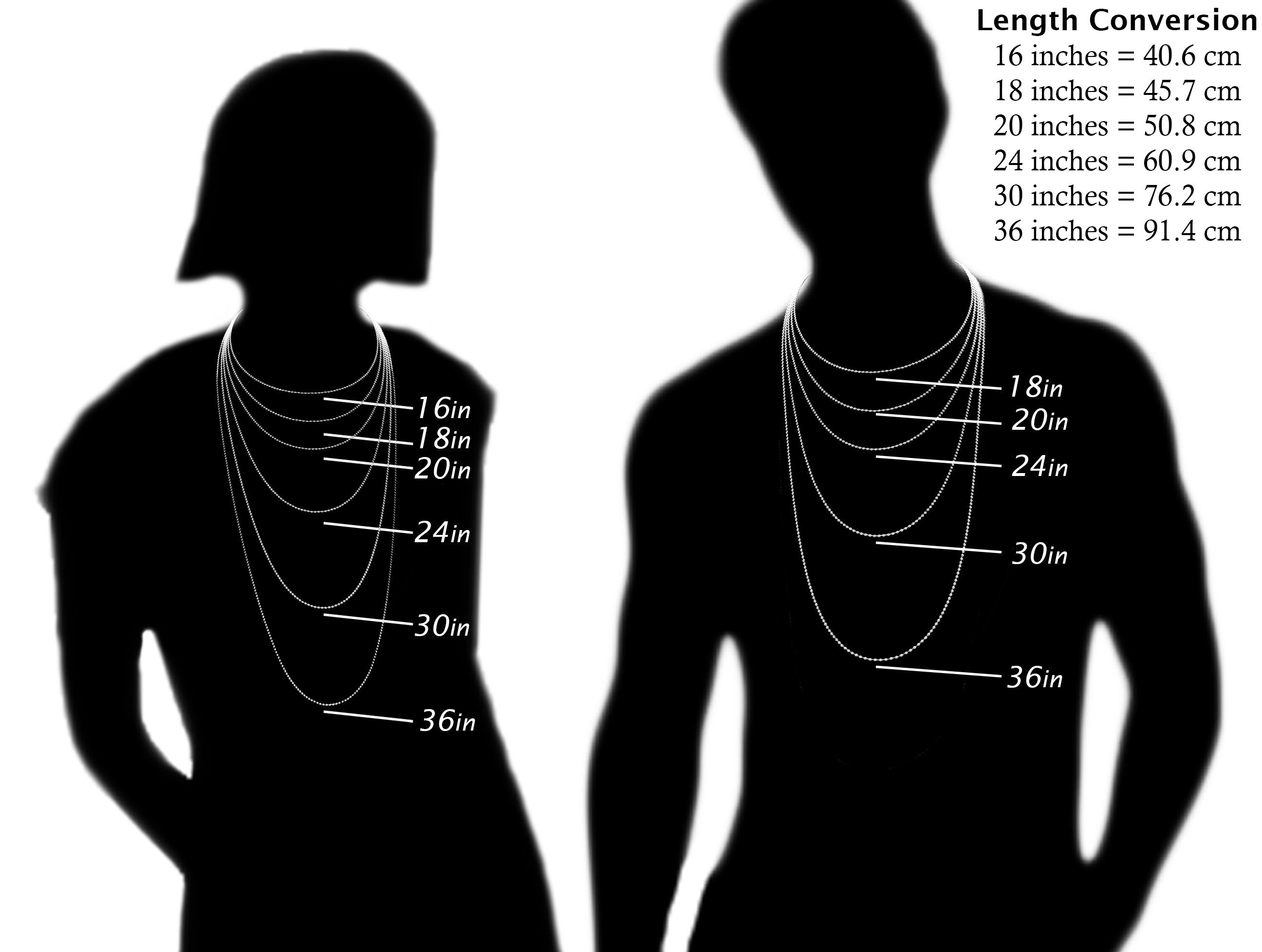 Necklace Length Diagram Size Guide Ounce Jewellery