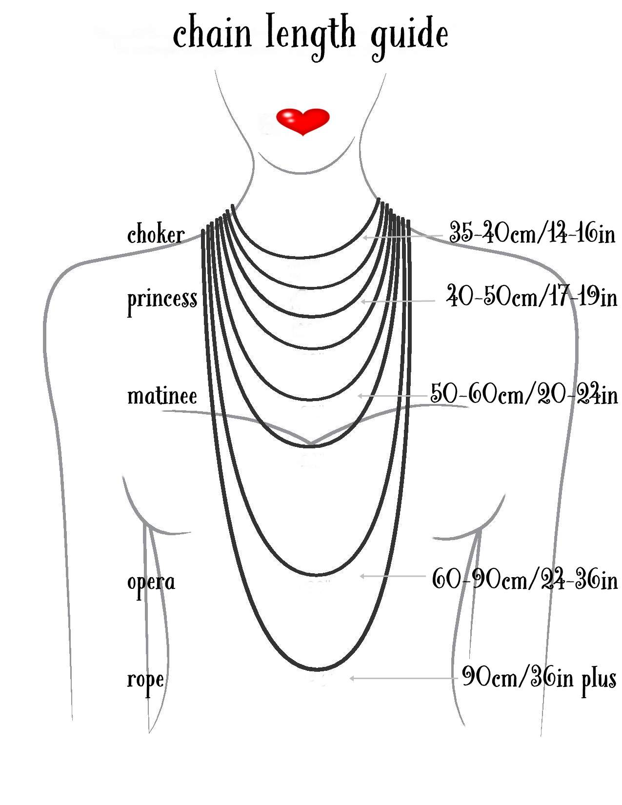 Necklace Length Diagram Standard Necklace Length About Jewelery