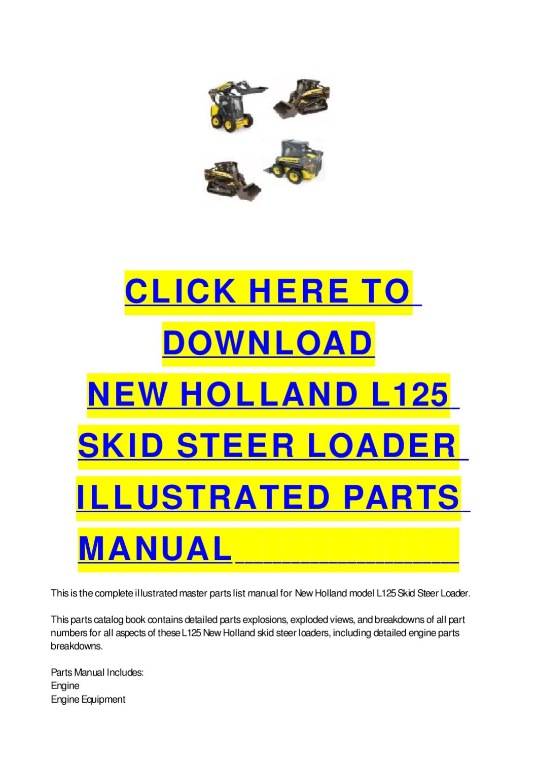 New Holland Skid Steer Parts Diagram New Holland L125 Skid Steer Loader Illustrated Parts Manual Cycle