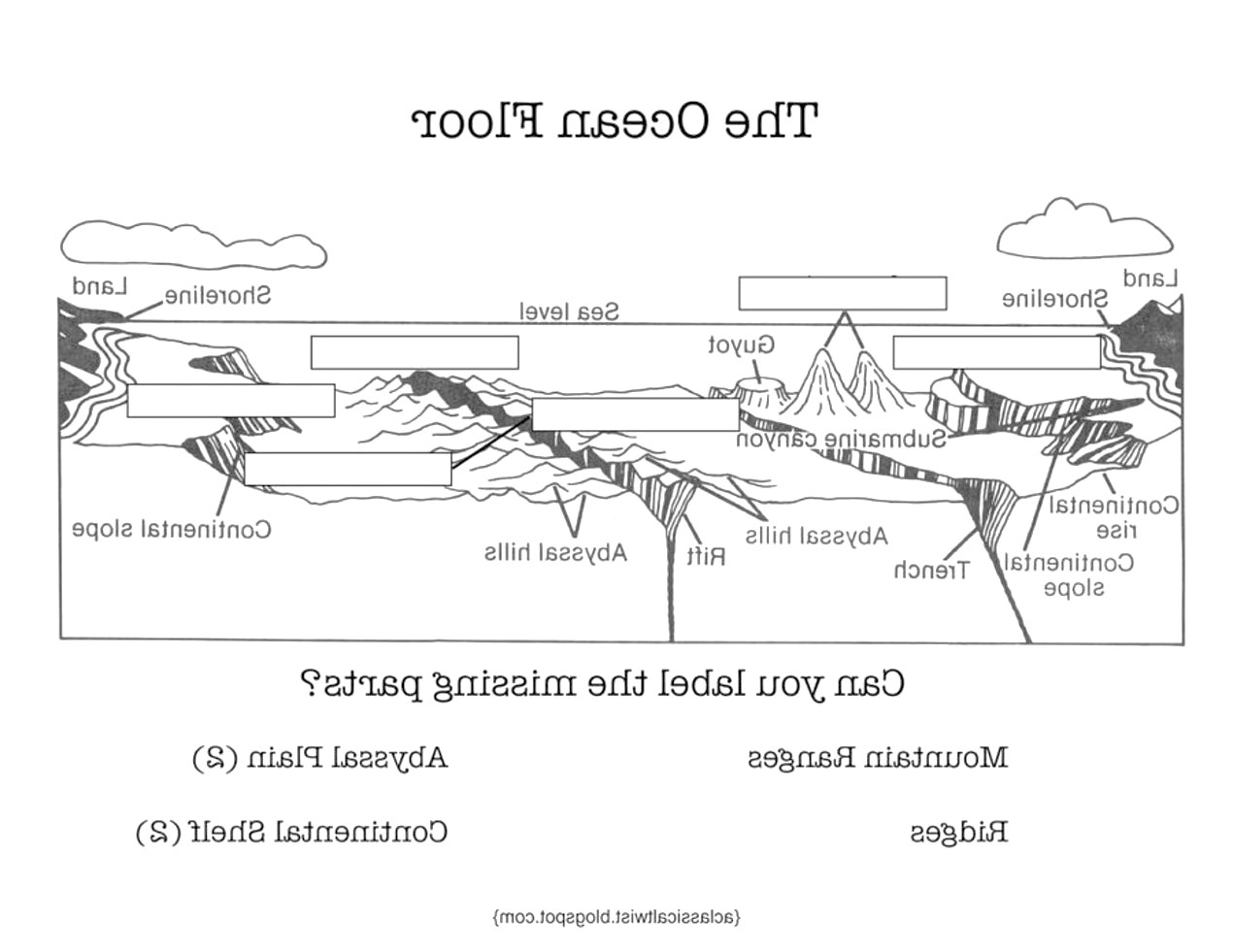Ocean Floor Diagram Ocean Floor Diagram Worksheet 12 For Ocean Floor Diagram Wiring
