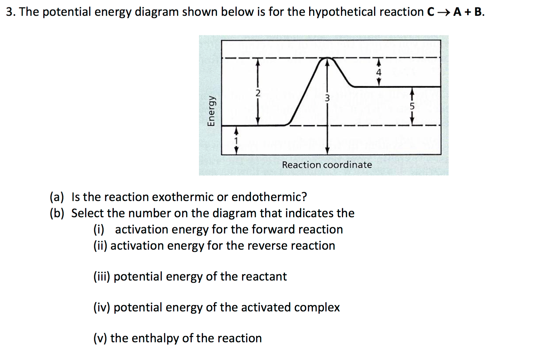 Potential Energy Diagram Solved The Potential Energy Diagram Shown Below Is For Th