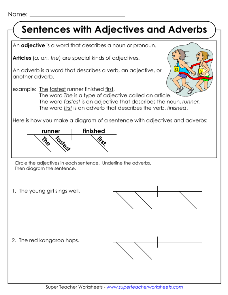 Sentence Diagramming Practice Diagramming Sentences With Adjectives And Adverbs