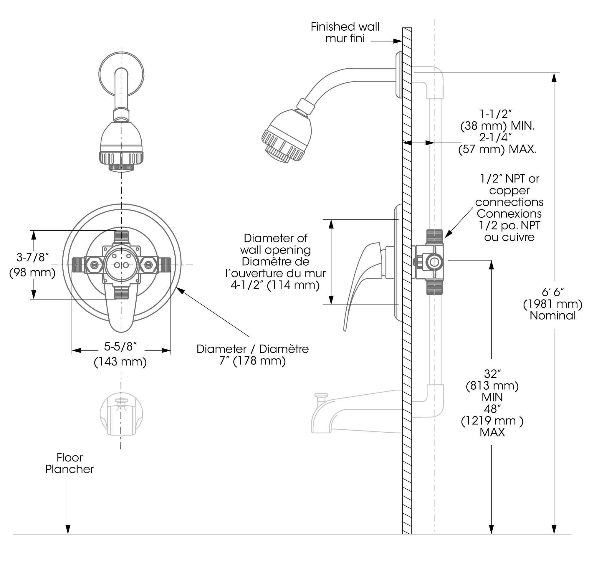 Shower Faucet Diagram Shower Faucet Complete Model With Pressure Balanced Valve