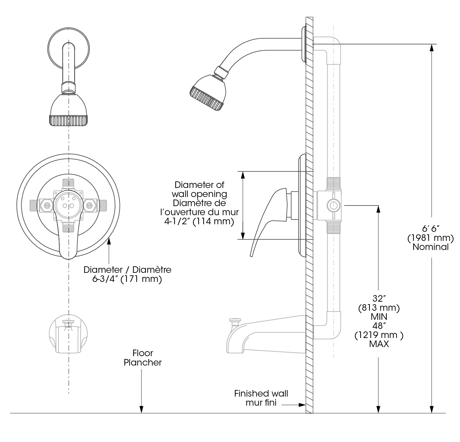 Shower Faucet Diagram Shower Faucet Trim For Pressure Balanced Valve With Volume Control