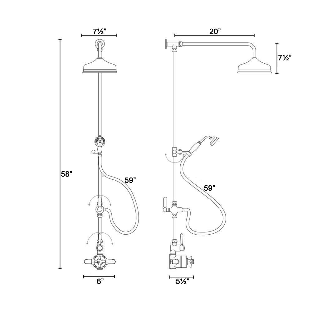 Shower Faucet Diagram Traditional Grand Rigid Riser Kit With Twin Thermostatic Shower Faucet Valve