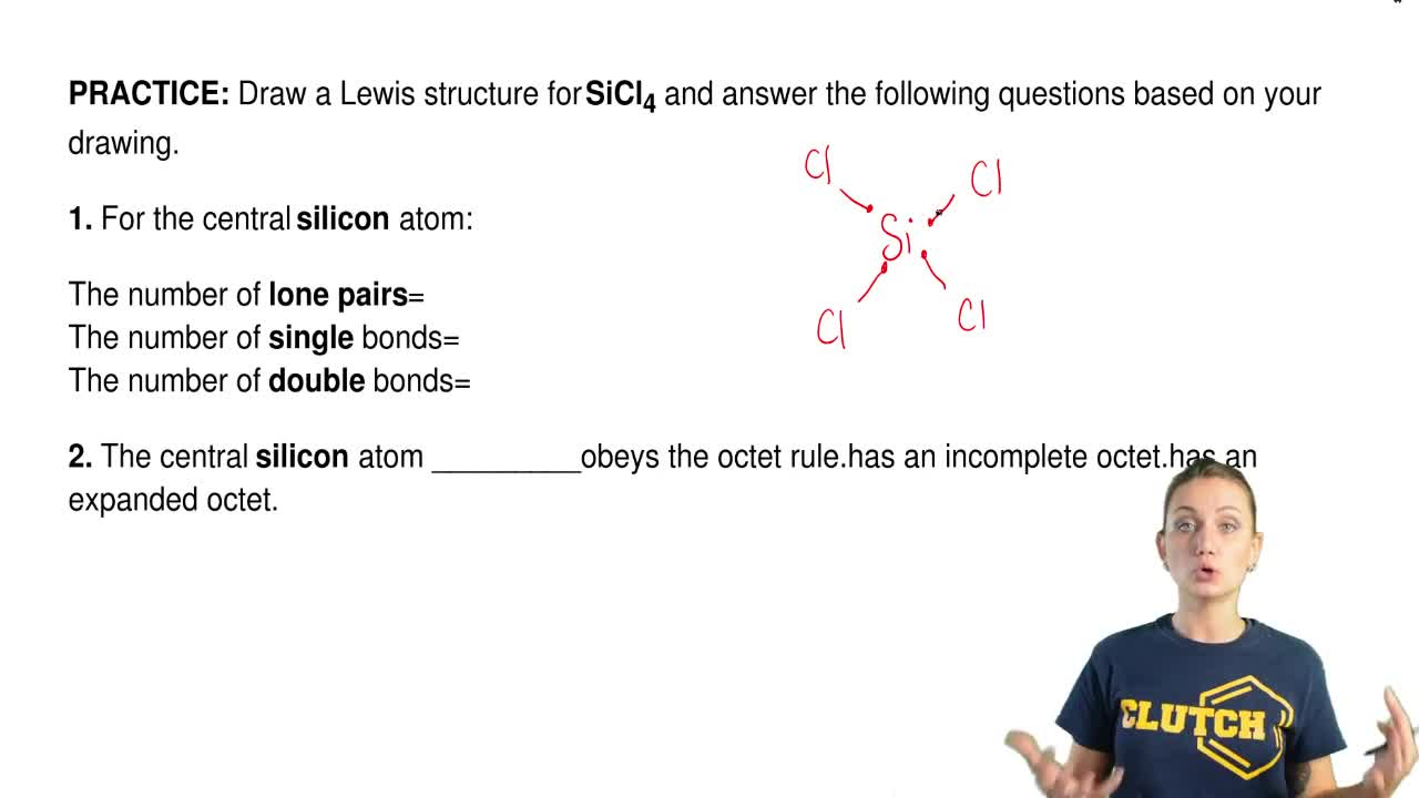 Silicon Dot Diagram Draw A Lewis Structure For Sicl4 And Answer The Following Questions Based On Your Drawing1 For The Central Silicon Atomthe Number Of Lone Pairsthe Number Of Single Bondsthe Number Of Double