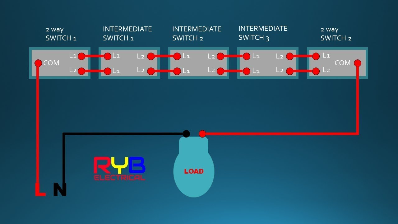 Three Way Switch Diagram Wiring Intermediate Switch As 2 Way Including Intermediate Switch