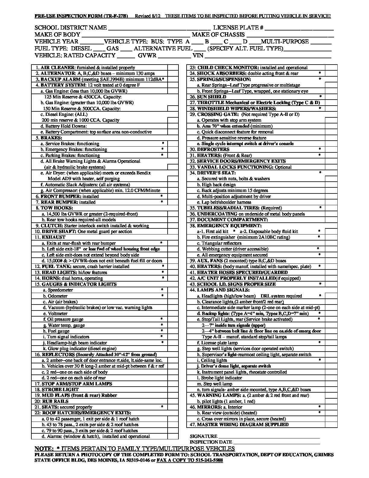 Tractor Trailer Pre Trip Inspection Diagram Ca Cdl Pre Trip Inspection Checklist Form Gonzagasports