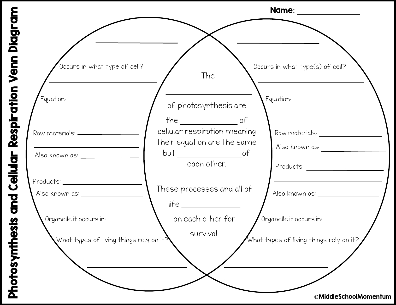 Venn Diagram Of Photosynthesis And Cellular Respiration Photocr Review