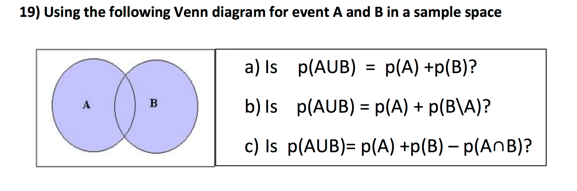 Venn Diagram Union Solved Using The Following Venn Diagram For Event A And B