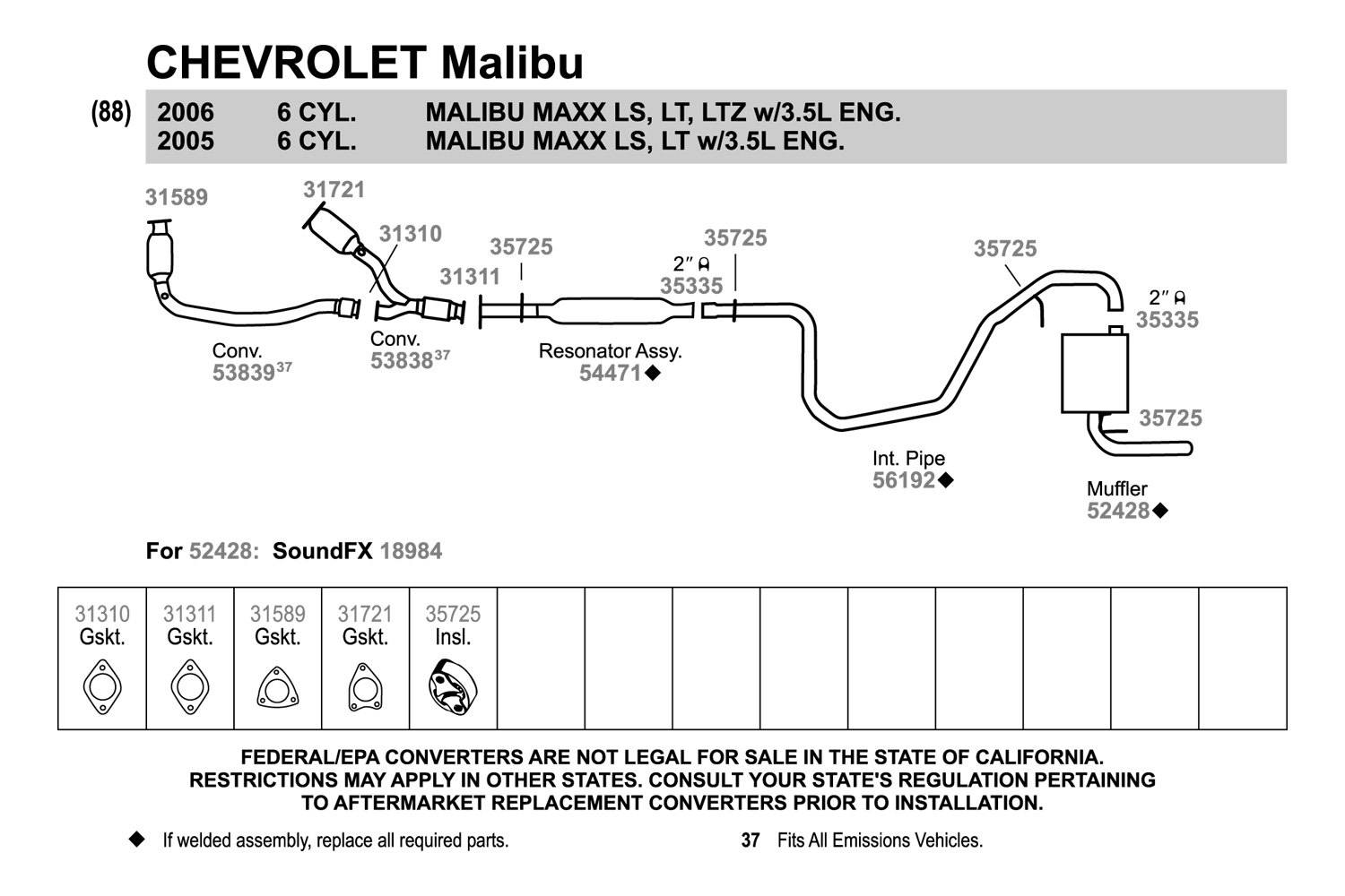Walker Exhaust Diagram 2005 Chevy Malibu Exhaust System Diagram Wiring Diagrams Interval