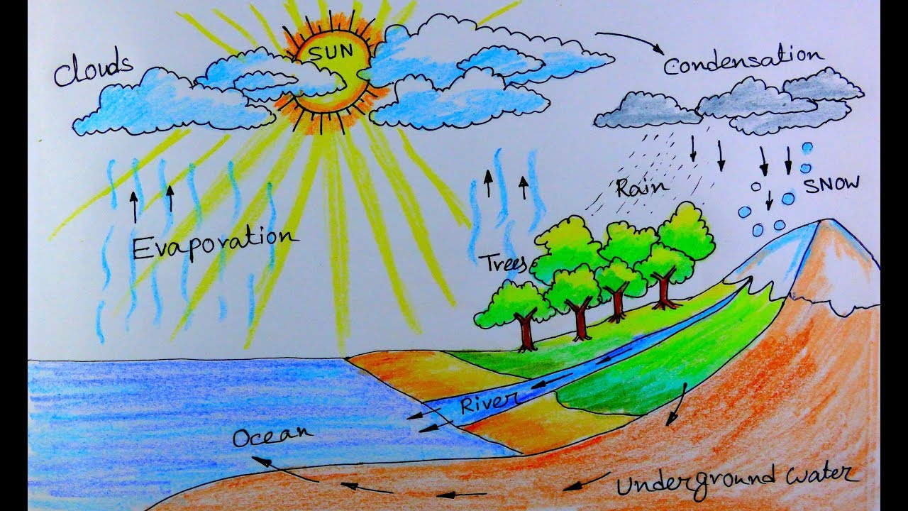 Water Cycle Diagram Simple Water Cycle Drawing At Paintingvalley Explore
