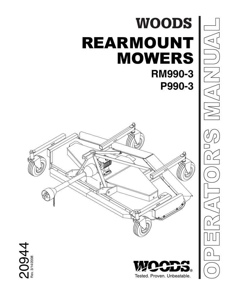 Woods Mower Parts Diagrams Operators And Parts Manual For The Woods Rm990 Finish Mower